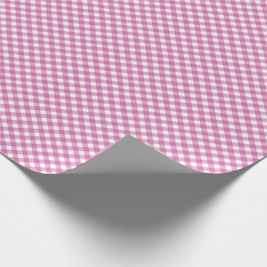 Anglerrosa und Weißer Gingham Geschenkpapier (Ecke)