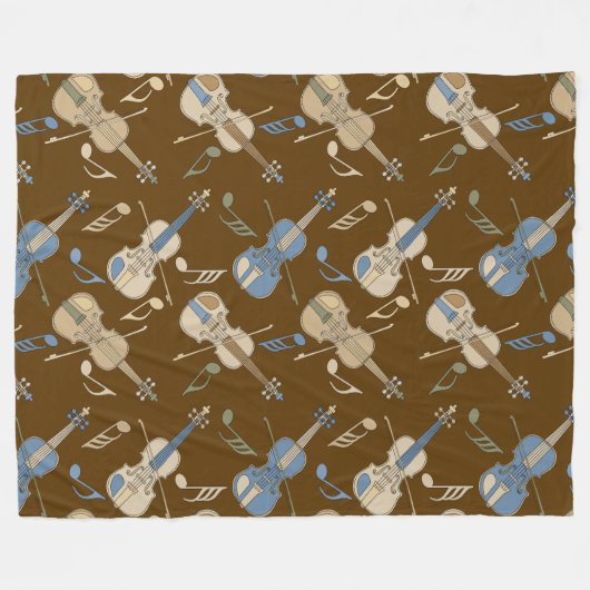 Anglerviolinen-Musiknoten Fleecedecke (Vorderseite (Horizontal))