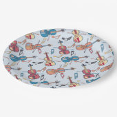 Anglerviolinen-Musiknoten Pappteller (Schrägansicht)