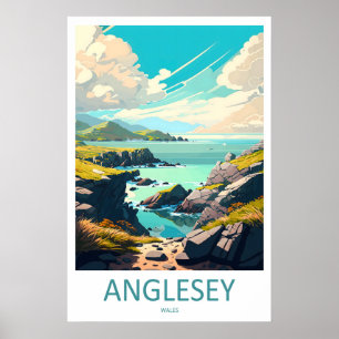 Anglesey Wales Reiseplakat Vintage Ski National Poster