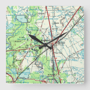 Angleton Texas Topographische Karte Quadratische Wanduhr