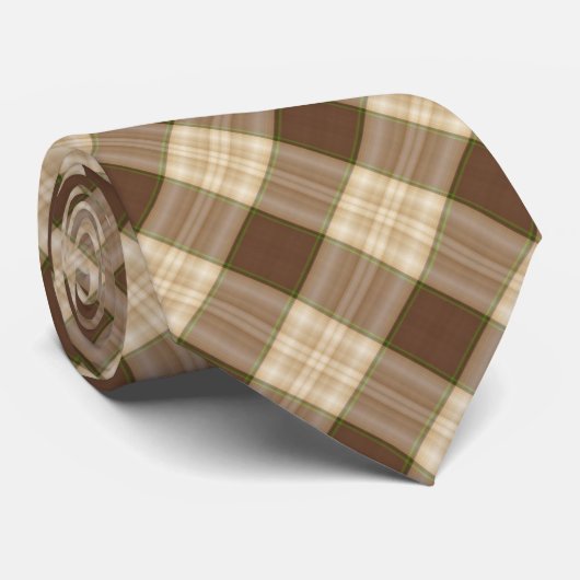 Anglo Brown Kariert Krawatte (Gerollt)