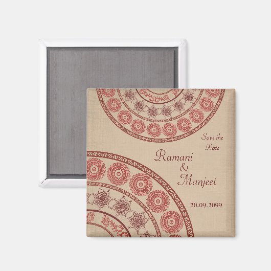 Anglo Indian Save the Date Wedding Magnet (Vorderseite/Rückseite)