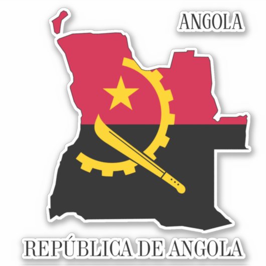 Angola Flag Charming Patriotic Map Aufkleber (Vorderseite)
