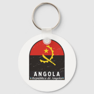 Angola Flag Emblem gestört Vintag Schlüsselanhänger