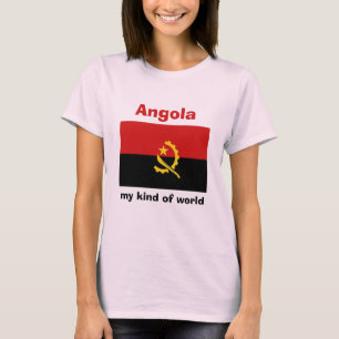 Angola Flag + Karte + Text-T - Shirt