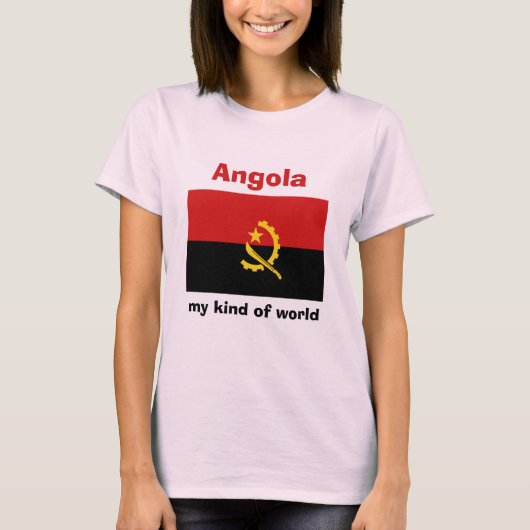Angola Flag + Karte + Text-T - Shirt (Vorderseite)