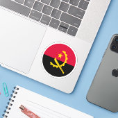 Angola Flag Round Sticker (Laptop mit iPhone)