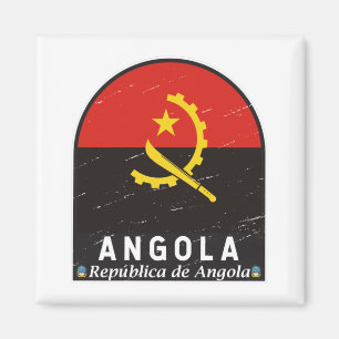Angola-Flagge-Emblem abgenutzt Vintage Magnet