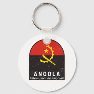 Angola-Flagge-Emblem abgenutzt Vintage Schlüsselanhänger