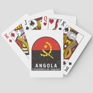 Angola-Flagge-Emblem abgenutzt Vintage Spielkarten
