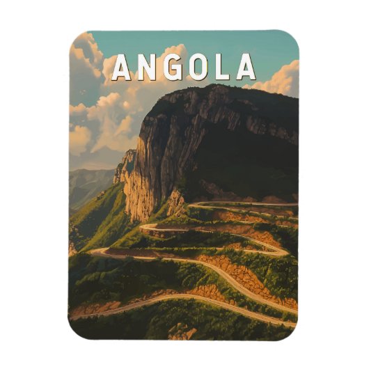 Angola Illustration Travel Art Vintag Magnet (Vertikal)