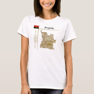 Angola Karte + Flagge + Titel T-Shirt