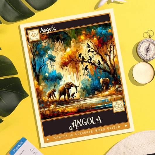 Angola | Vintage Malerei Postkarte