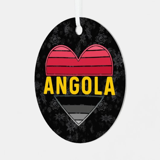 Angolan Heart, I Liebe Angola Weihnachten Ornament Aus Metall (Vorderseite links)