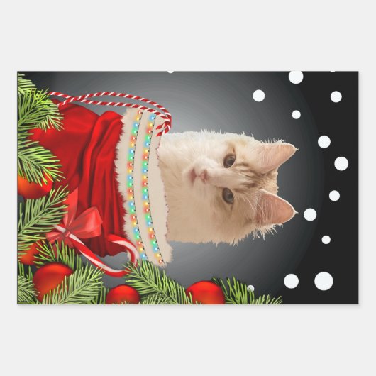 Angora Cat Holiday Geschenkpapier Set (Vorderseite)