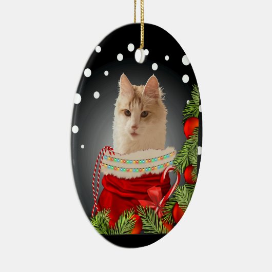 Angora Cat Keramik Ornament (Rechts)