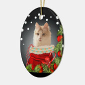 Angora Cat Keramik Ornament (Links)