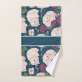 Angora Ferret kleines blumenfarbenes Muster Badhandtuch Set (Handtuch)