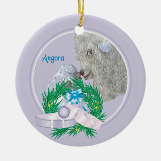 Angora Goat Wreath Keramik Ornament (Vorne)