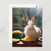 Angora-Kaninchen mit Spaghetti Postkarte (Vorne/Hinten)