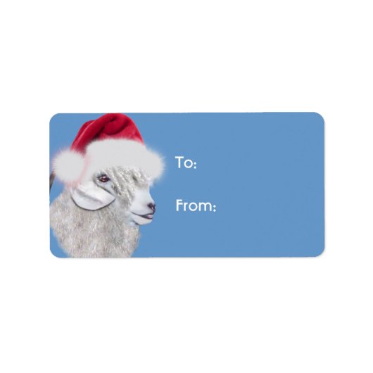 Angora Santa Goat Weihnachtsgeschenk Tag Adressaufkleber (Vorne)