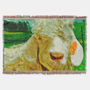 Angora-Ziege mit Ohrmarke Abstrakter Impressionism Decke
