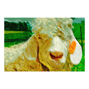 Angora-Ziege mit Ohrmarke Abstrakter Impressionism Fotodruck