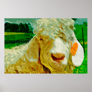 Angora-Ziege mit Ohrmarke Abstrakter Impressionism Poster