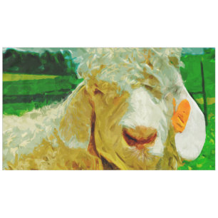 Angora-Ziege mit Ohrmarke Abstrakter Impressionism Tischdecke