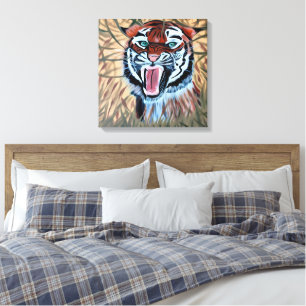 Angreifen der Tigerhand auf Leinwand gemalt
