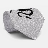 Angreifende Drache-Silhouette auf Silber Krawatte (Gerollt)