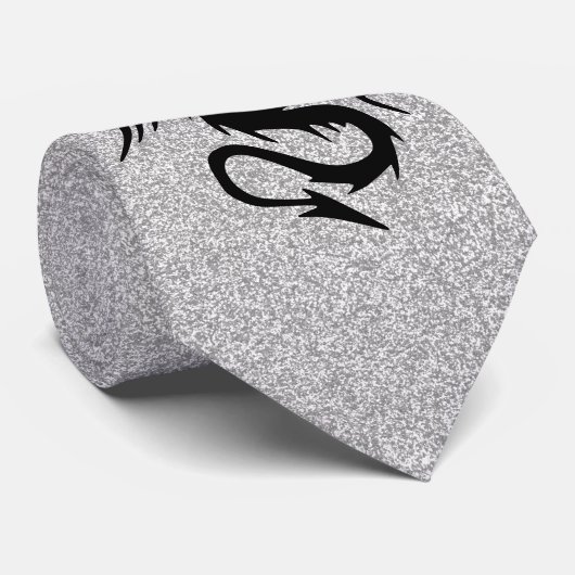 Angreifende Drache-Silhouette auf Silber Krawatte (Gerollt)