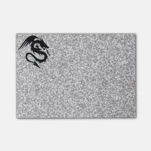 Angreifender Drache auf Silber Post-it Klebezettel