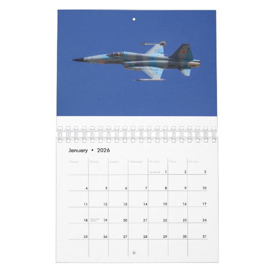 Angreifer-und Gegner-Flugzeug-Kalender mit 2019 US Kalender (Jan 2026)