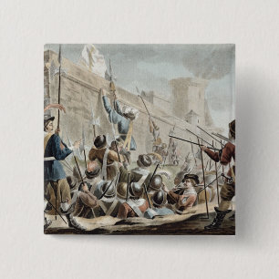 Angriff auf dem Boulogne-sur-Mer, graviert von Button