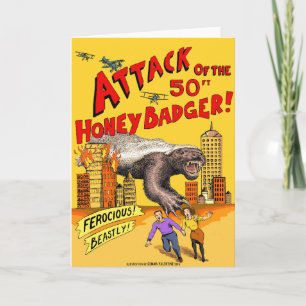 Angriff auf den 50ft Honey Badger! Grußkarte Feiertagskarte