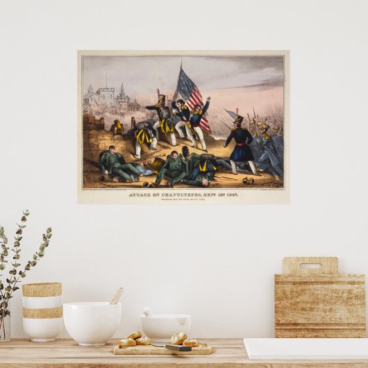 Angriff auf den mexikanischen Krieg gegen Chapulte Poster (Küche)