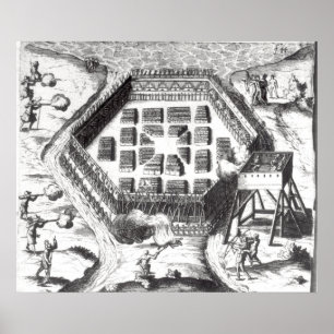 Angriff auf ein Irokesen-Dorf Poster