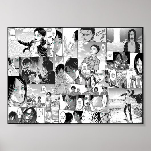 Angriff auf Titan Eren Yeager Manga Collage Poster (Vorne)