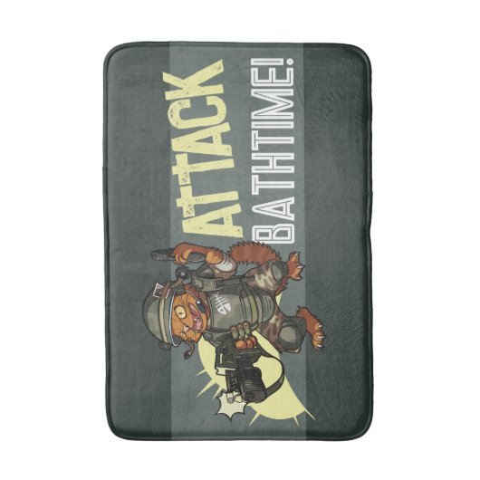 Angriff Bathtime! Sci-fi Marine Ginger Cat Cartoon Badematte (Vorderseite Vertikal)