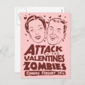 Angriff der Valentine Zombies Feiertagspostkarte (Vorne/Hinten)