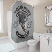 Angriff des personalisierten Lacrosse Player-Sport Duschvorhang (Beispiel)