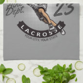 Angriff des personalisierten Lacrosse Player-Sport Geschirrtuch (Gefaltet)