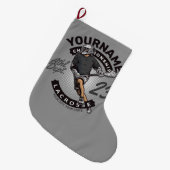 Angriff des personalisierten Lacrosse Player-Sport Großer Weihnachtsstrumpf (Vorderansicht (hängend))