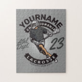Angriff des personalisierten Lacrosse Player-Sport Puzzle (Vertikal)