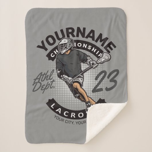 Angriff des personalisierten Lacrosse Player-Sport Sherpadecke (Vorderseite)