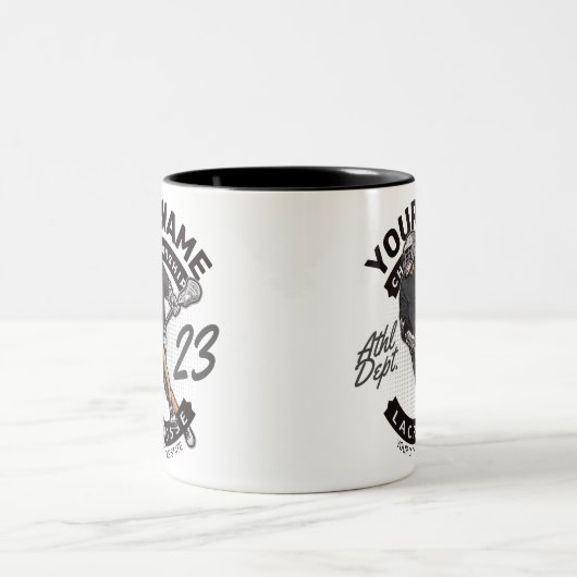 Angriff des personalisierten Lacrosse Player-Sport Zweifarbige Tasse (Mittel)