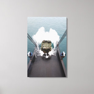 Angriff mit Amphibienfahrzeugsfahrzeuge schiffen Leinwanddruck