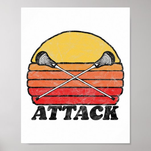 Angriff Vintagen X überquerte Lacrosse Sticks 80er Poster (Vorne)